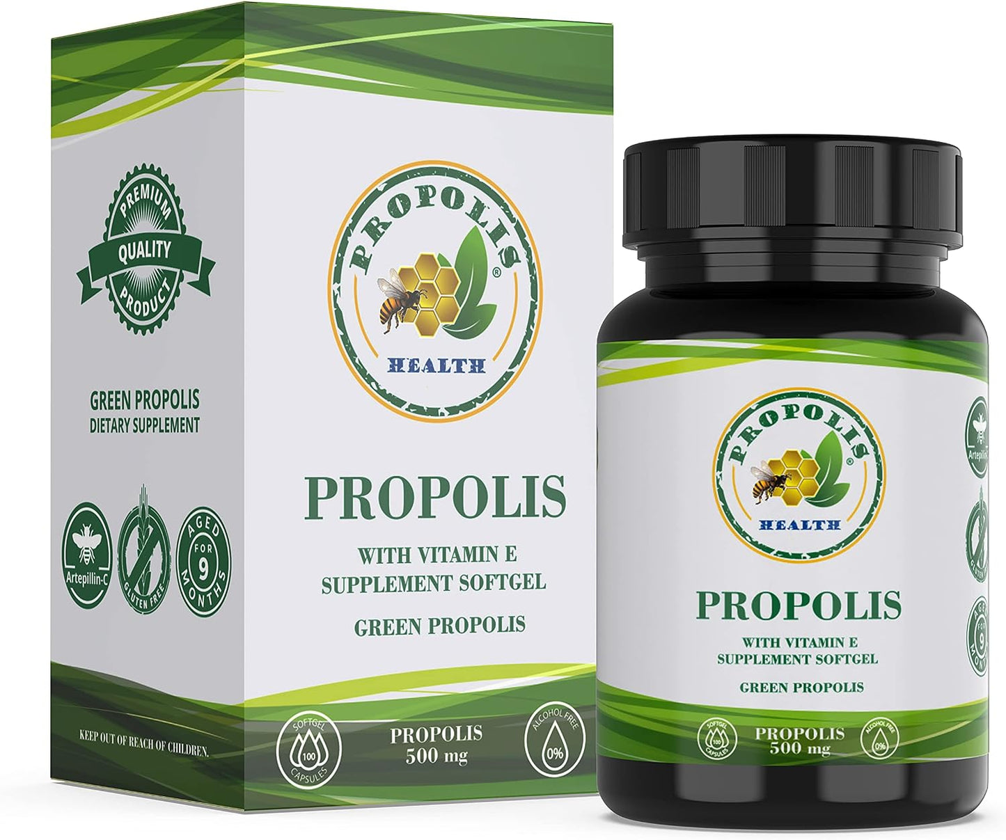 Propolis Health Propolis Capsules 1000mg with Vitamin E – 100 Capsules - görsel 1