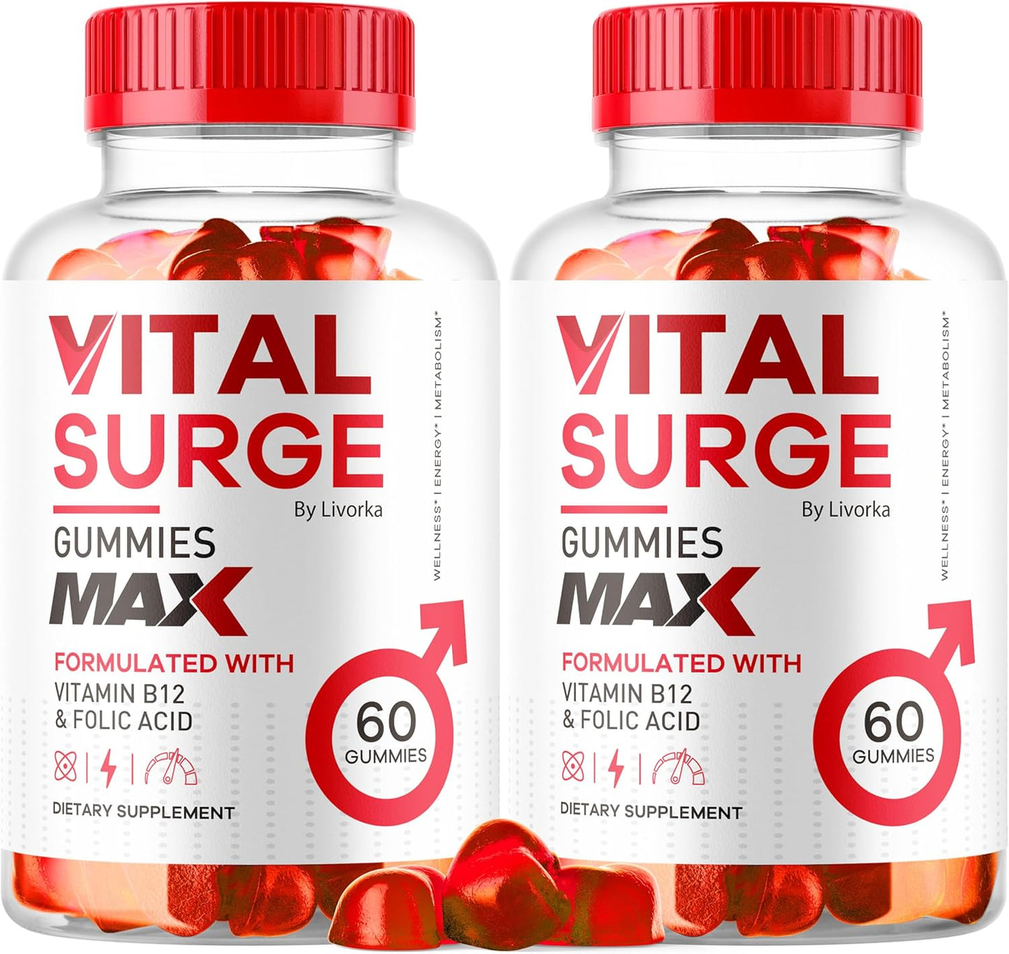 Vital Surge for Men - Max Strength 1050 mg - VitalSurge Supplement Support Gummy Advanced Formula - Premium Vitamin Gummies (2 Pack, 120 Gummies) - görsel 1
