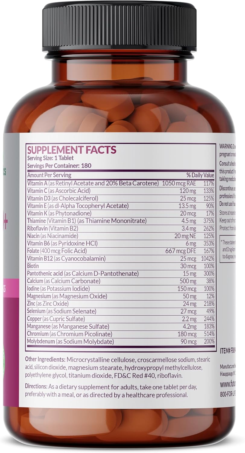 Futurebiotics Women's 50+ Multivitamin Once Daily Multivitamin for Active Women Over 50, Non-GM, 180 Tablets - görsel 2