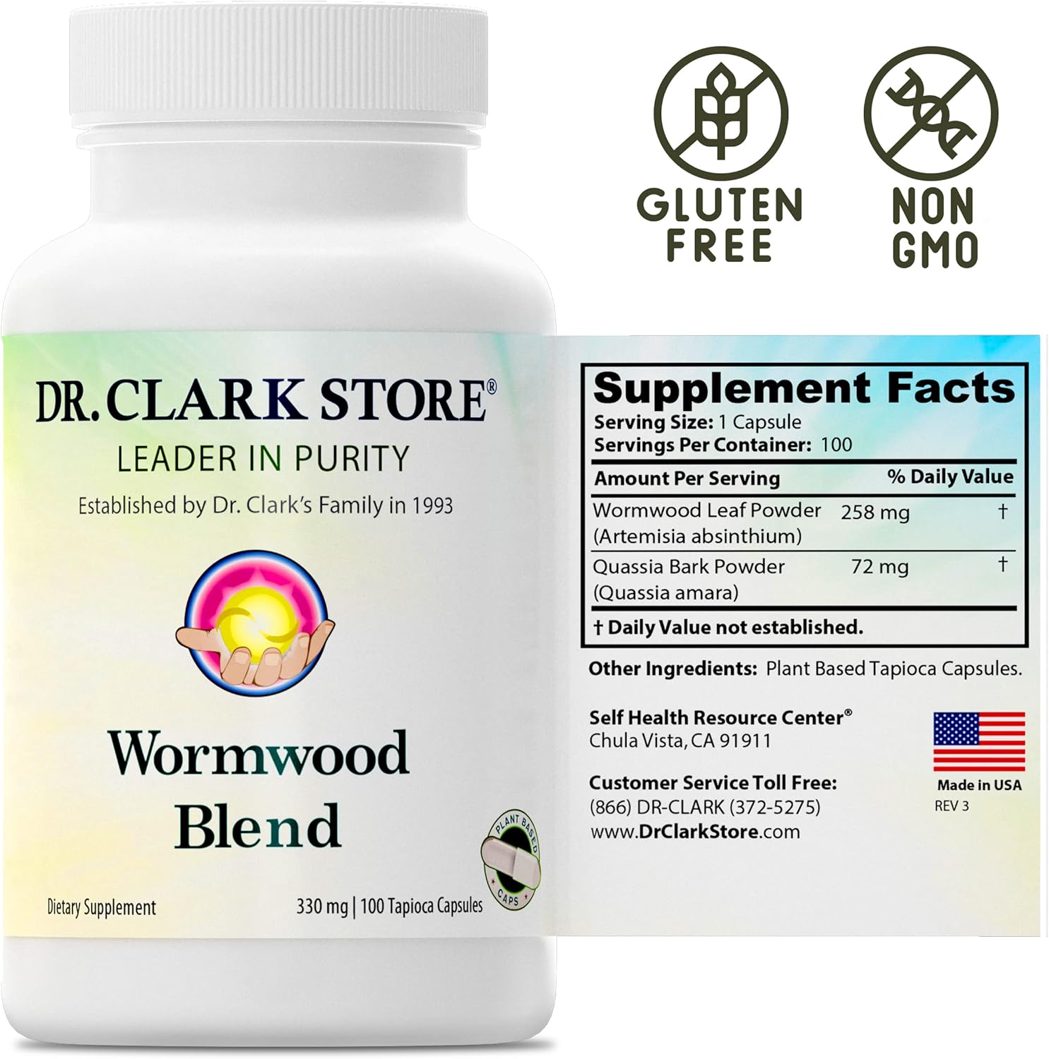 Dr Clark Superblend Wormwood Capsules - 330 mg, 100 Capsules - görsel 6