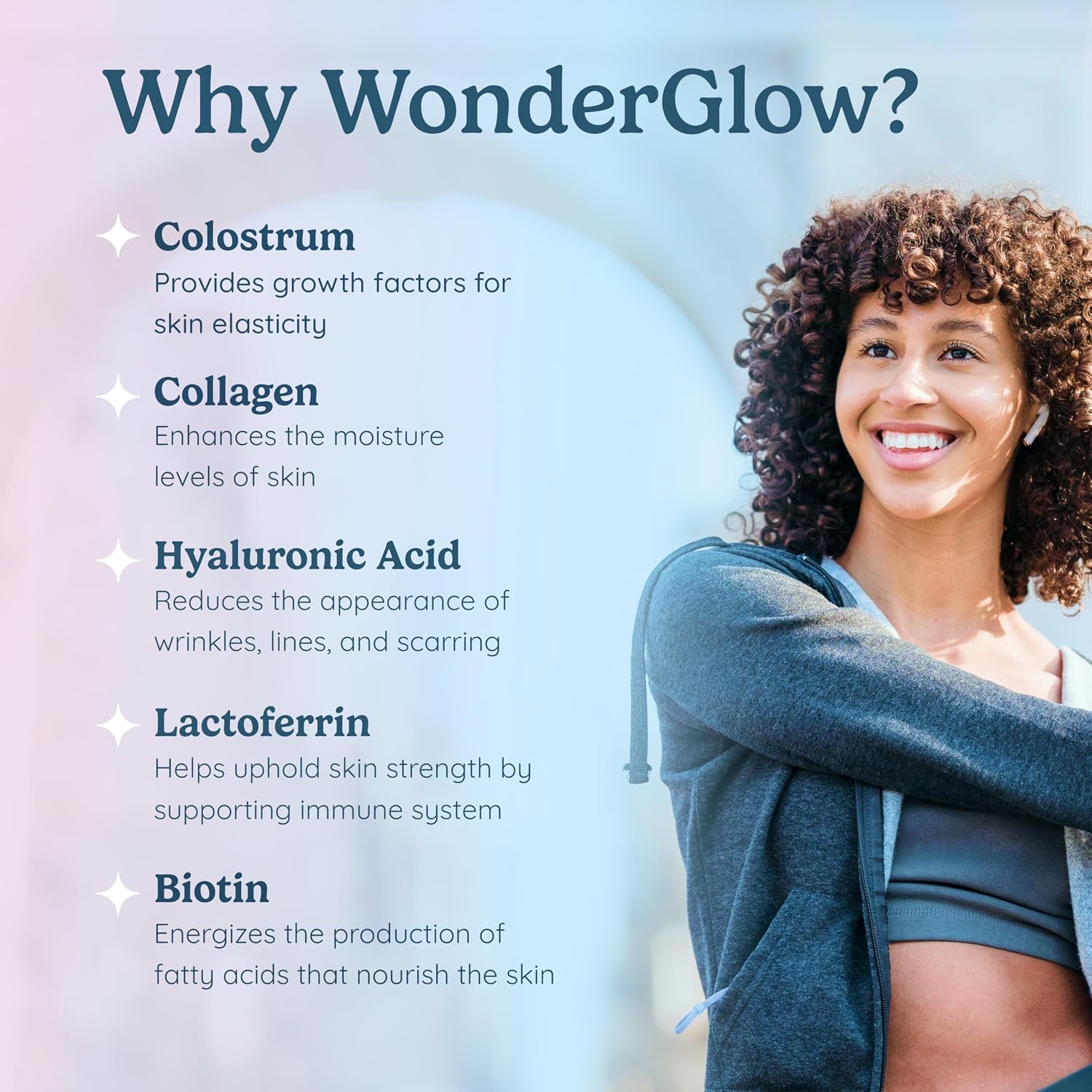 WONDERCOW Hair Skin and Nails Vitamins with Bovine Colostrum, Collagen, Hyaluronic Acid, Biotin, Zinc & Lactoferrin - görsel 4