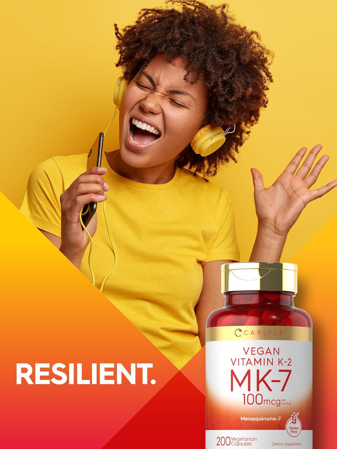 Carlyle MK-7 Vitamin K2 100 mcg | 200 Capsules | Vegan, Non-GMO & Gluten-free Food Supplement - görsel 7