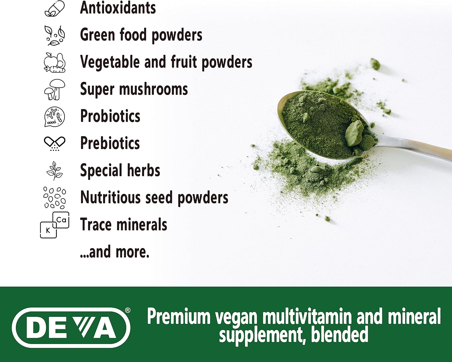 DEVA Tuba Prime Vegan Multivitamin Iron-Free - High-Potency Vitamin & Mineral Supplement with Superfoods, Mushrooms, and Probiotics (90 Tablets) - görsel 5