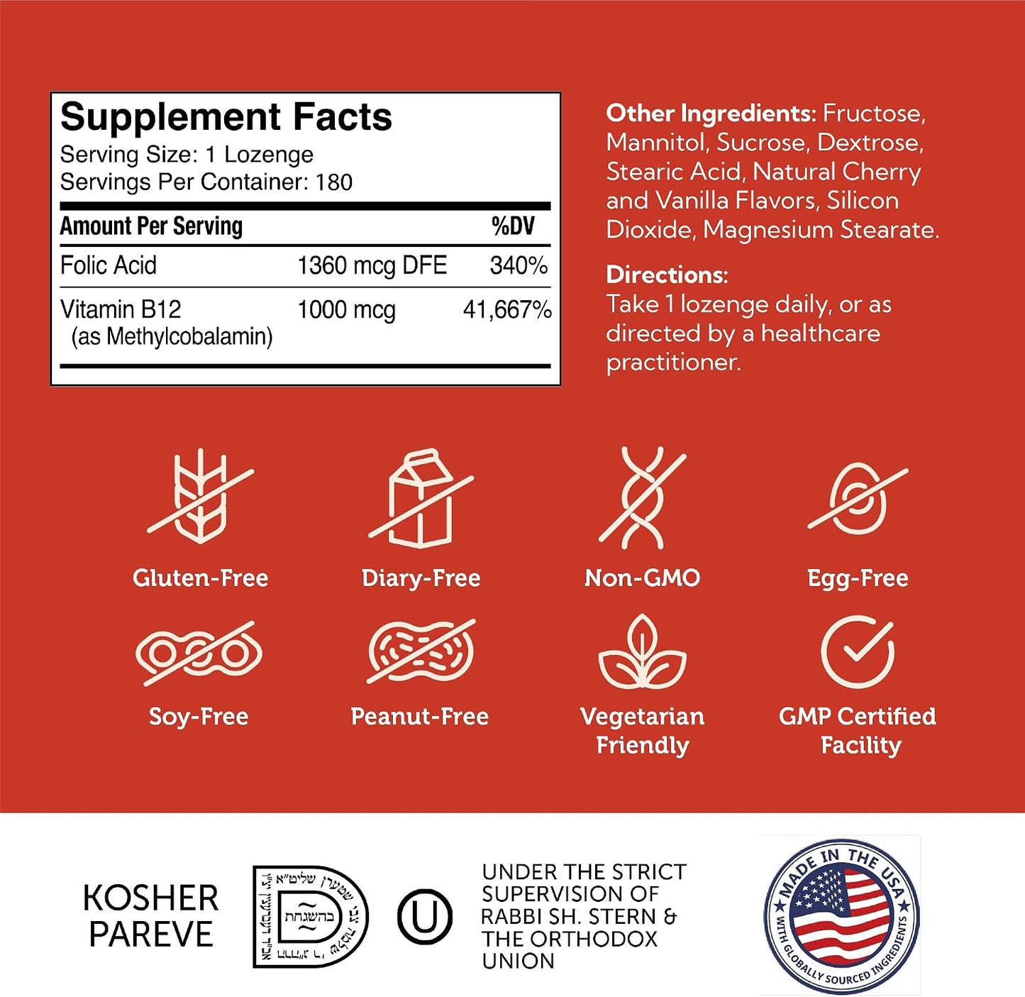 Zahler Energizer Vitamin B12 5000mcg – Natural Cherry Lozenges, 180 Lozenges - görsel 5