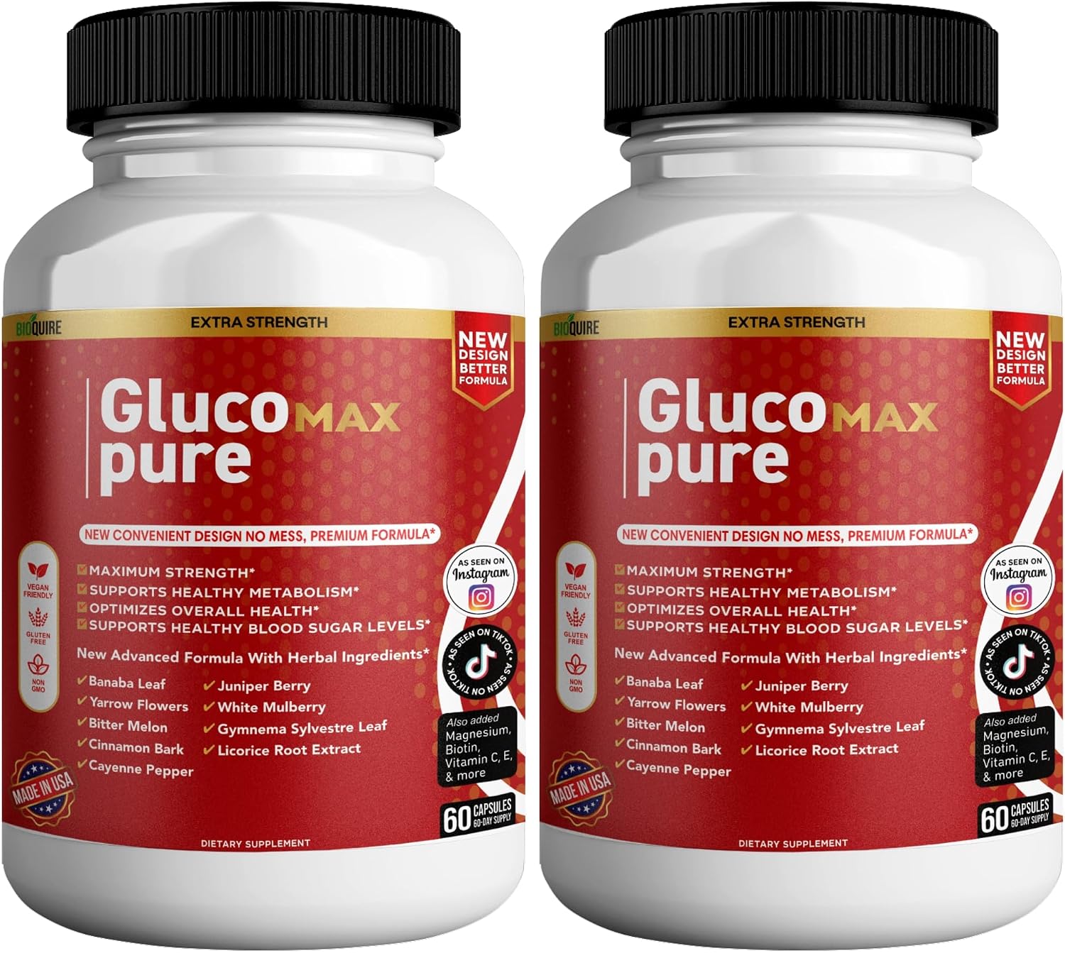 Gluco Max Pure Ultra – Maximum Strength Blood Glucose Support Supplement (60 Capsules) - görsel 1