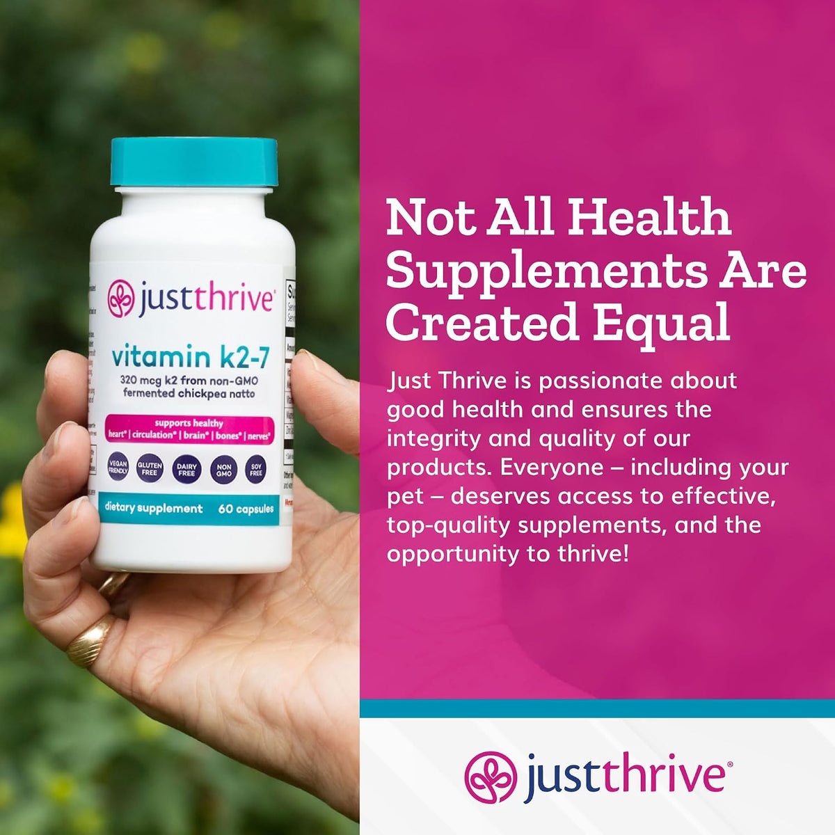 Just Thrive Vitamin K2-7 - Bone Health K2 Vitamin Supplement, 60 Capsules - görsel 7