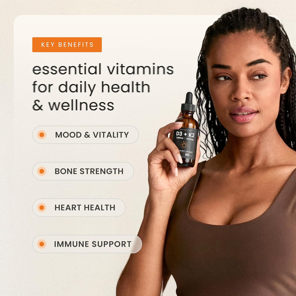 NutraChamps Vitamin D3 K2 Drops - Liquid D3 5000 IU with K2 MK-7, Unflavoured - görsel 6