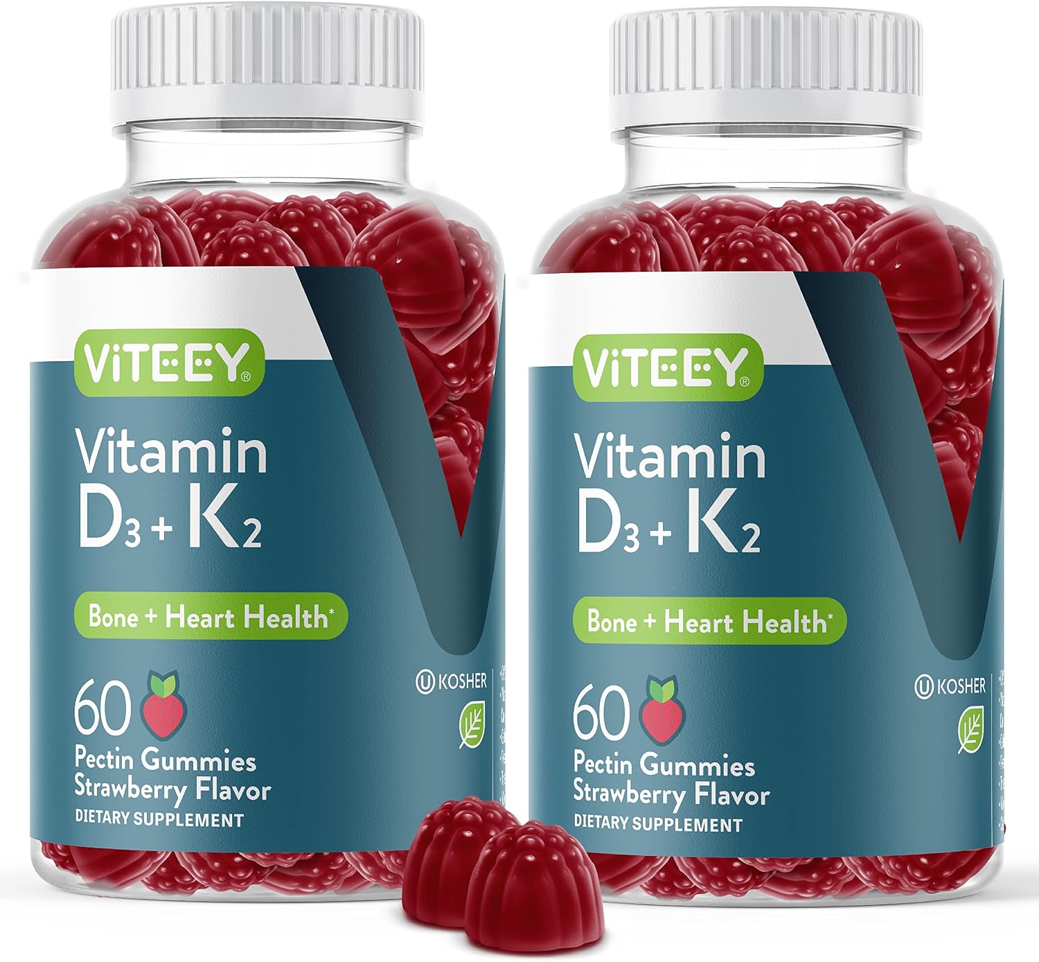 Viteey Vitamin D3 K2 Gummies - 1000 IU D3 + 100 μg K2, 60 Gummies - görsel 7