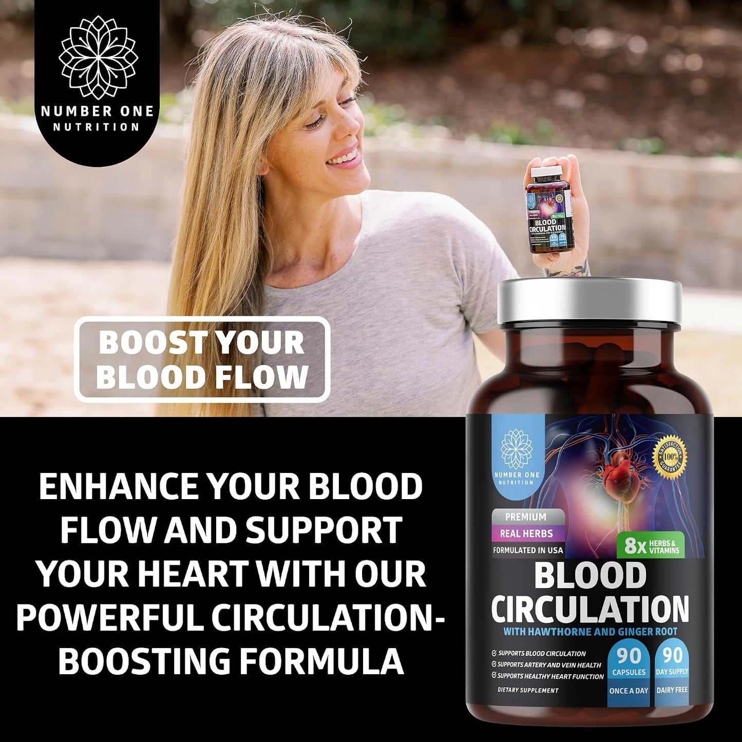 Number One Nutrition Premium Blood Circulation Supplement – 8 Herbs & Vitamins - görsel 4
