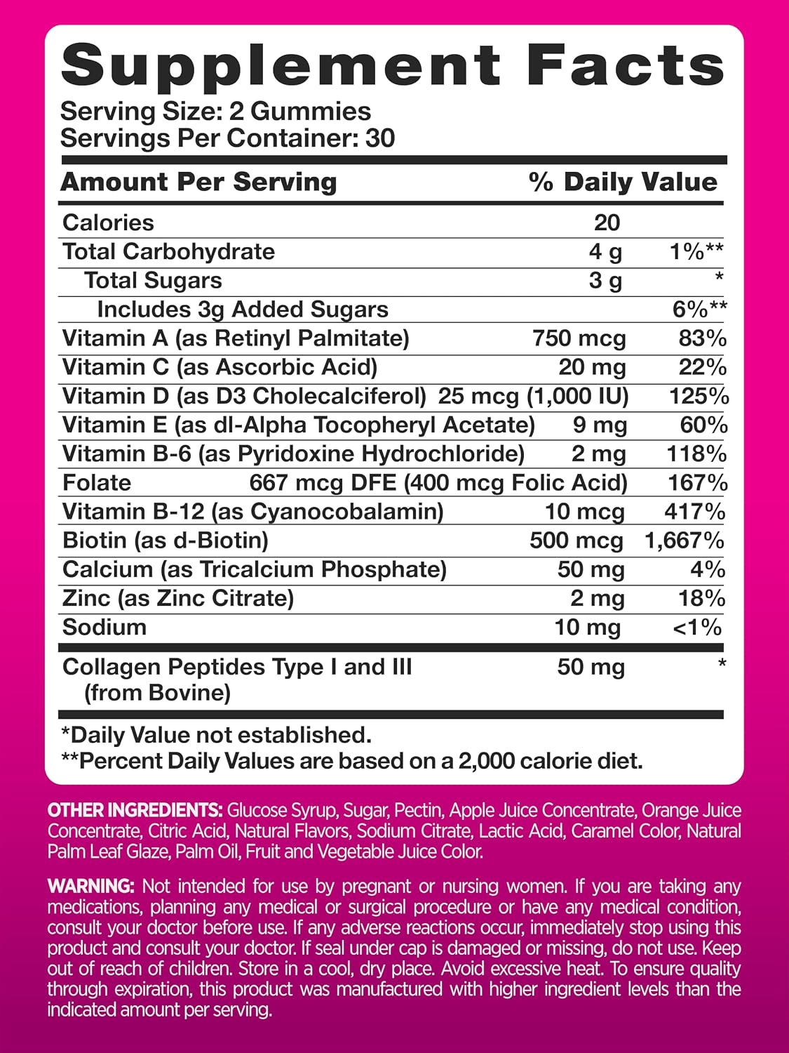 PINK Multivitamin Gummies for Women - Non-GMO, Gluten-Free, with Collagen & Biotin - Mixed Berry - görsel 2