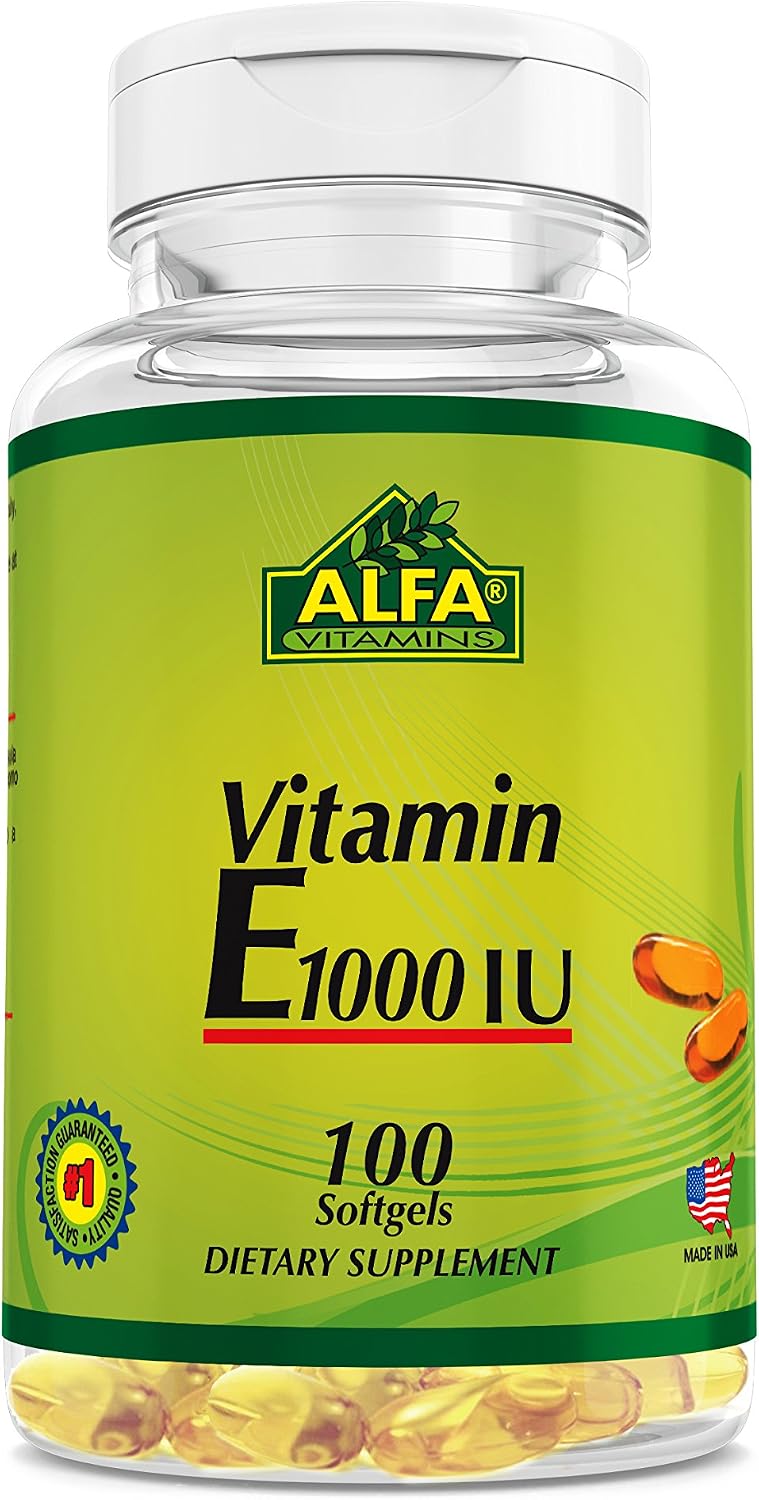 Alfa Vitamins Vitamin E 1000 IU Softgels, 100 Softgels - görsel 1