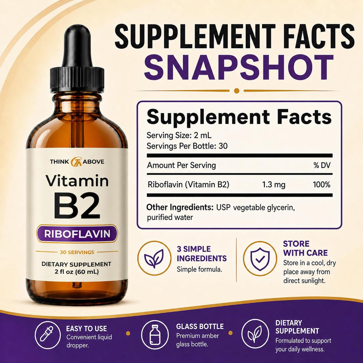 Think Above Vitamin B2 (Riboflavin) Liquid Drops - 60 ml - görsel 3