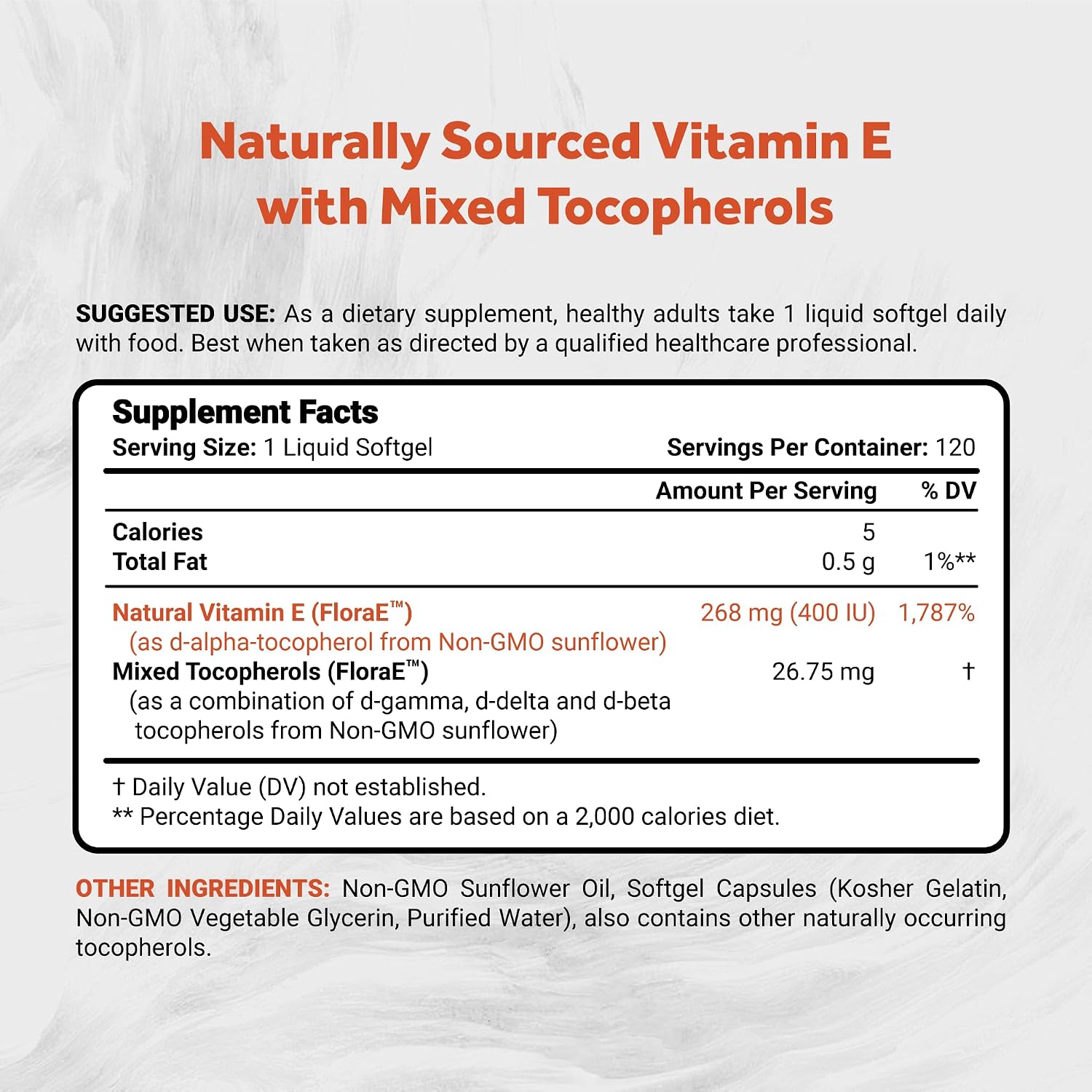 Naturalis Sunflower Vitamin E 670mg (1000 IU) with Mixed Tocopherols | Essential Skin Vitamin & Immune Support | Non-GMO, Soya & Gluten-free | 120 Softgels - görsel 2