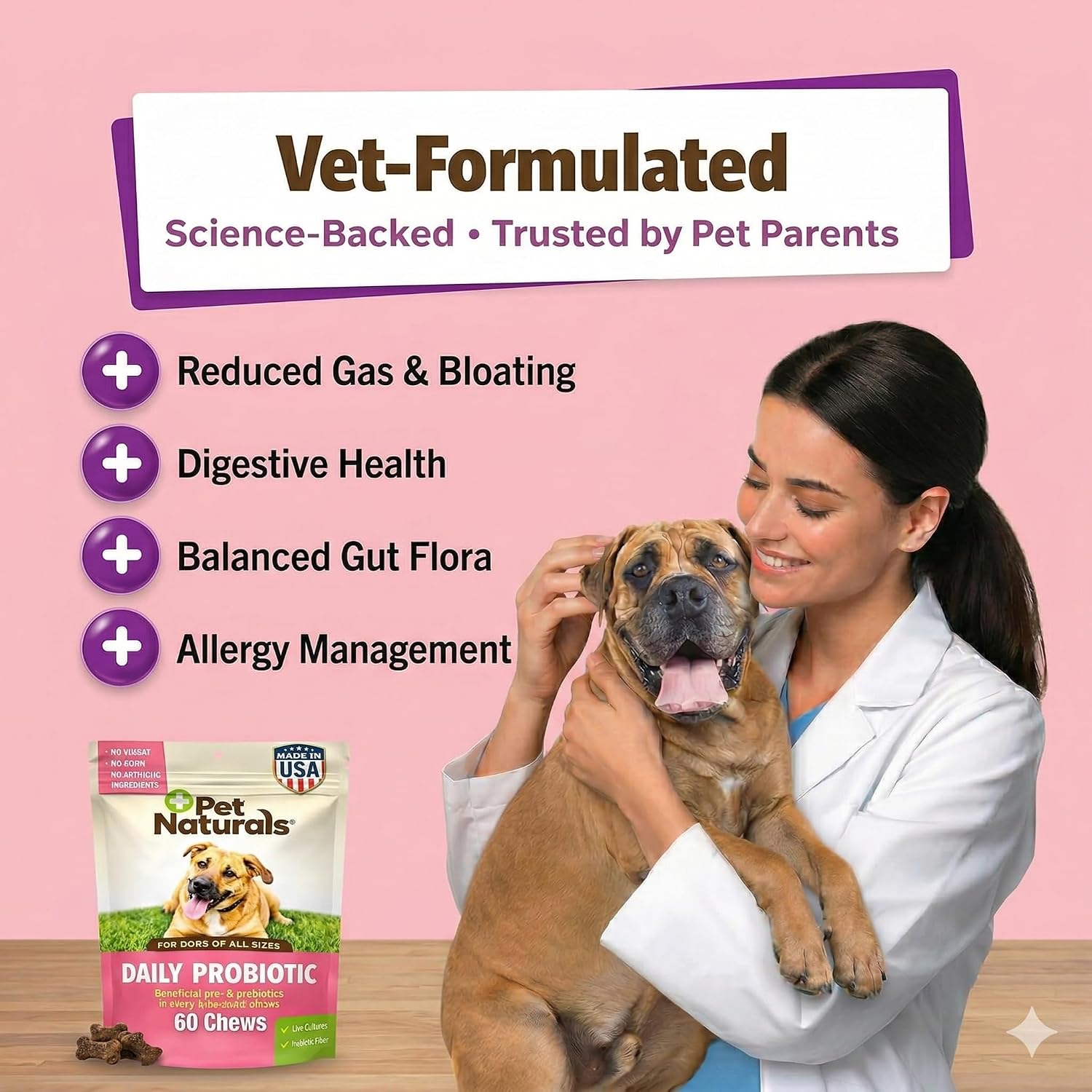 Pet Naturals Daily Probiotic Soft Chews for Dogs, Digestive and Immune Support Supplement, 1 Billion CFU per Chew, Duck Flavour, 60 Count - görsel 4