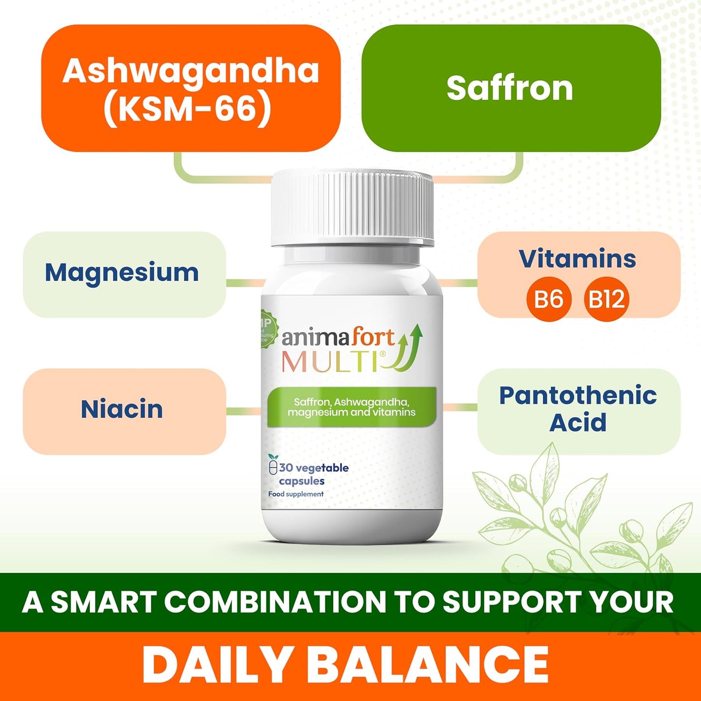 AnimaFort Multi – Ashwagandha KSM-66 & Saffron Supplement with Vitamin B & Magnesium - görsel 5