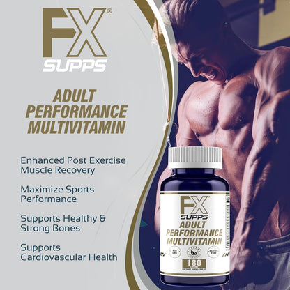 FXSUPPS Performance Multivitamin with Amino Acids, Beta-Alanine and L-Carnitine, Enhanced Performance and Recovery, 180 Tablets – Made in USA