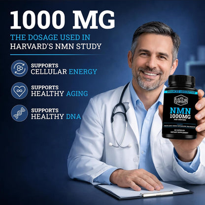 Black Forest NMN Supplement 1000mg (Nicotinamide Mononucleotide) 99% Pure, Stabilised Form, BioPerine® for Enhanced Bioavailability (60 Capsules)
