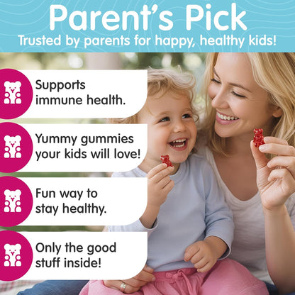Children’s Elderberry Gummies with Vitamin C & Zinc – Immune Support Supplement (60 Gummies)