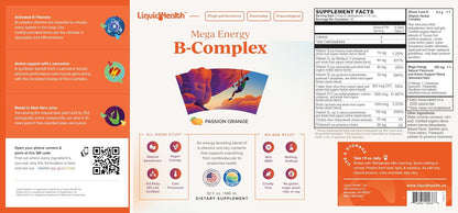 LIQUIDHEALTH Mega Energy Methylated B-Complex, Adult Liquid Vitamin Supplement - Boosts Energy, Relieves Stress and Fatigue, Immune Support, Heart and Gut Health - Made in USA, Vegan, Sugar-Free (3 Pack)