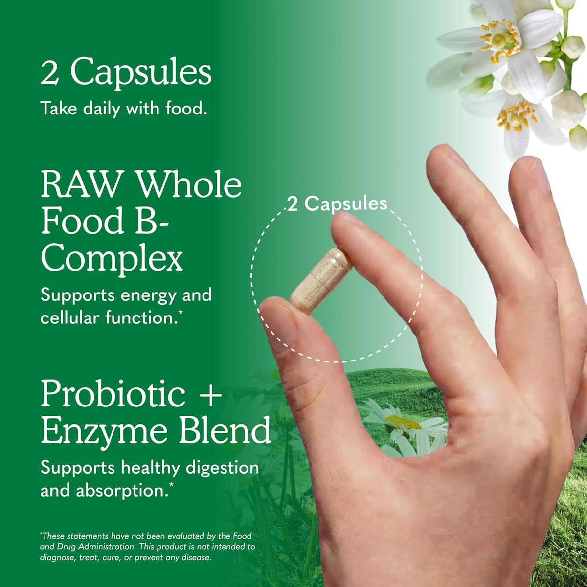 Garden of Life Vitamin B Complex - High Potency Raw B Vitamins for Energy & Metabolism with Probiotics, 120 Vegan Capsules - görsel 5