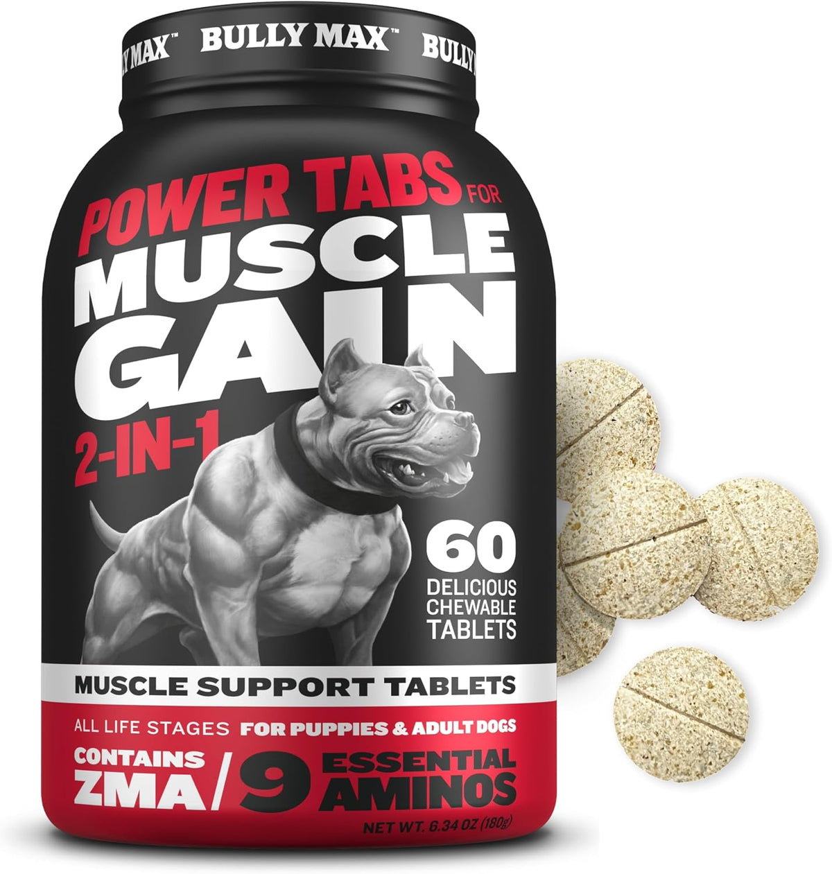 Bully Max 2-in-1 Muscle Builder Chewable Tablets for Dogs - Multivitamin with ZMA - görsel 1
