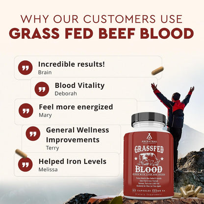 Ancestral Supplements Grass Fed Blood, Liver and Spleen Formula, 500mg, 180 Capsules