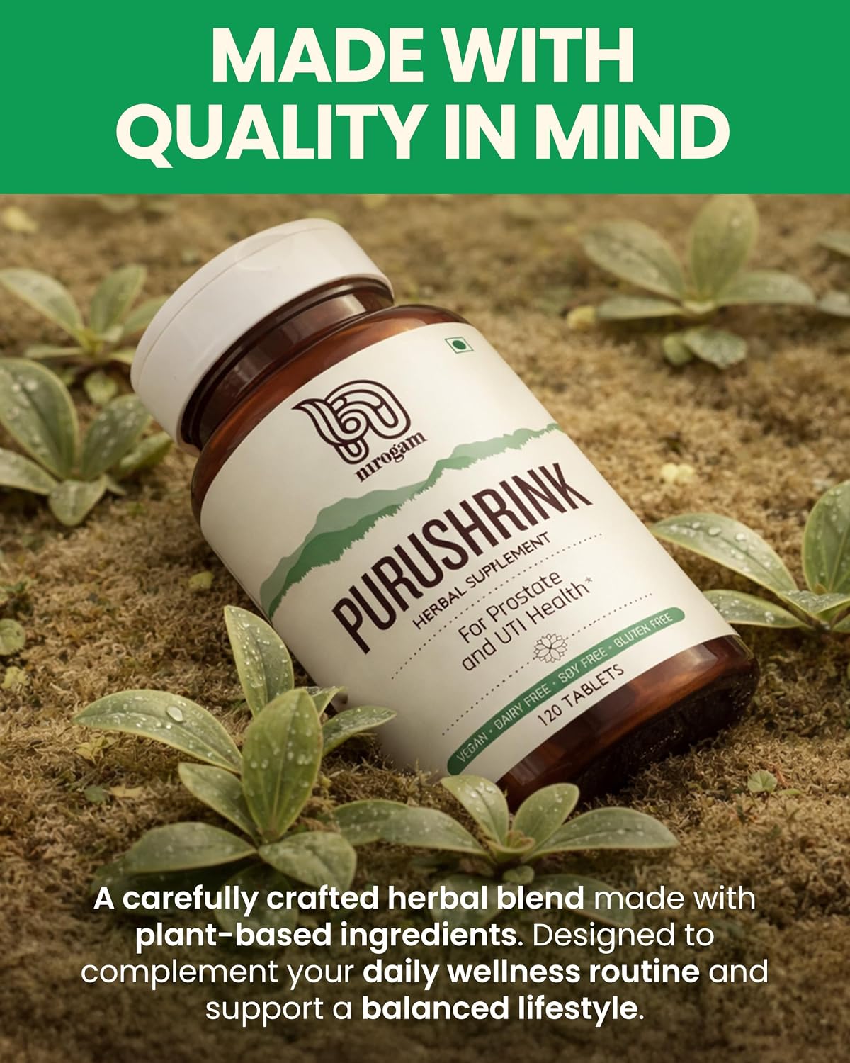 Nirogam Purushrink – Prostate Support Supplement for Men – Ayurvedic Herbal Formula – 120 Tablets - görsel 9