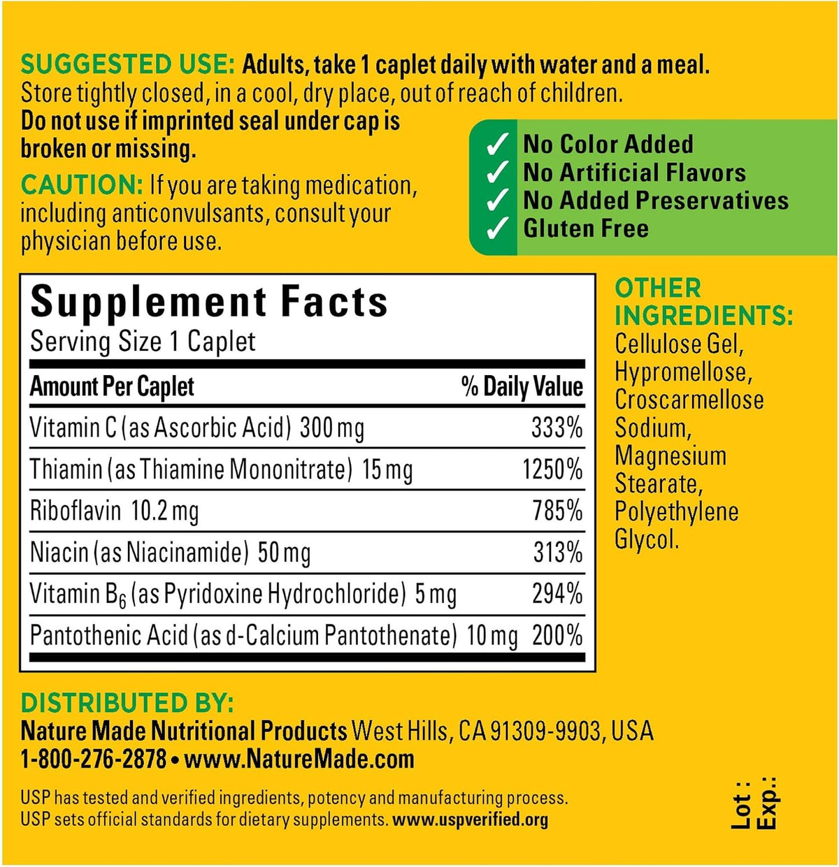 Nature Made B-Complex with Vitamin C Caplets, 100 Tablets - görsel 2