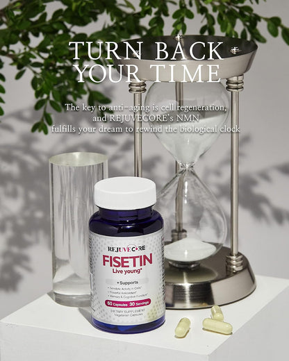 Rejuvecore Fisetin (60 Capsules) - Anti-Ageing Supplement with Bioperine