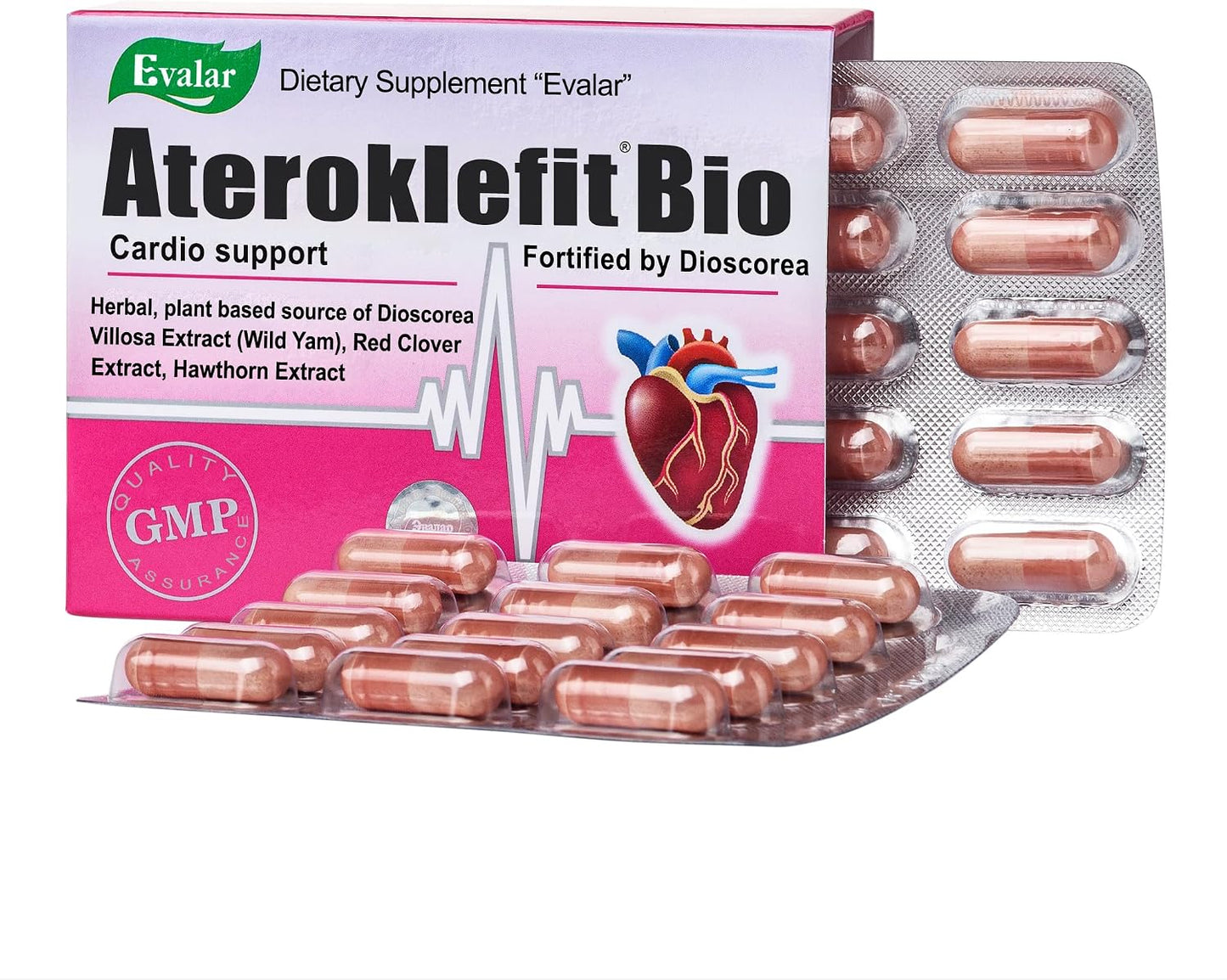 Evalar Dioscorea Villosa Wild Yam Red Clover Extract Ateroklefit Herb - 30 Capsules - görsel 3