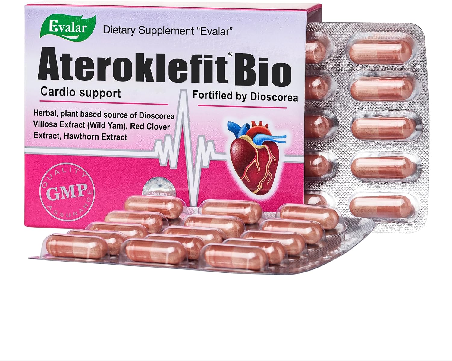 Evalar Dioscorea Villosa Wild Yam Red Clover Extract Ateroklefit Herb - 30 Capsules - görsel 3