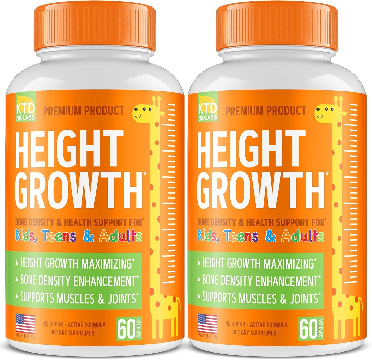 KTD BIOLABS Kids Height Growth Support Capsules – Extended Supply Development Formula with Calcium, Vitamin D3 & Zinc – Bone & Nutrition Support for Kids & Teens – Amino Blend – 120 Capsules - görsel 7