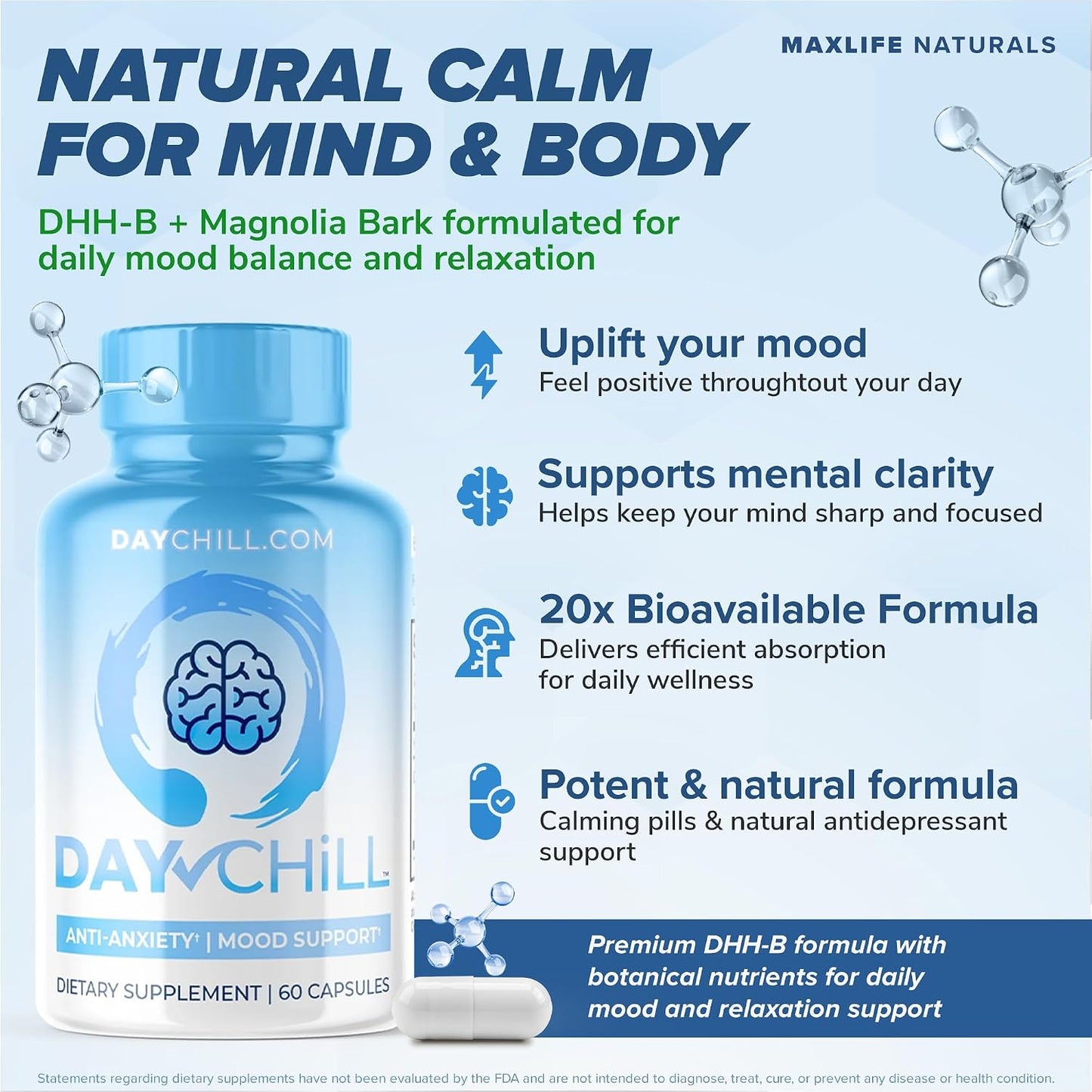 Chill Pill Happy Pills - Mood Support with Magnolia Bark & DHH-B, 60 Capsules - görsel 2