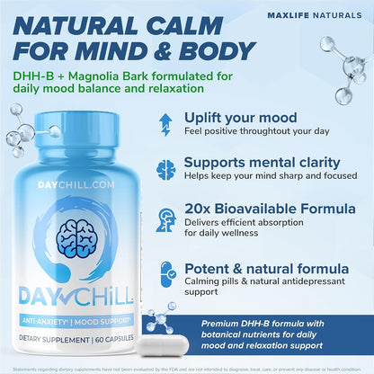 Chill Pill Happy Pills - Mood Support with Magnolia Bark & DHH-B, 60 Capsules