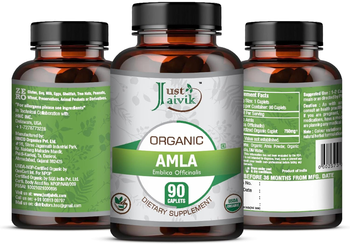 Just Jaivik Organic Amla Tablets - 750 mg - 90 Tablets - görsel 1