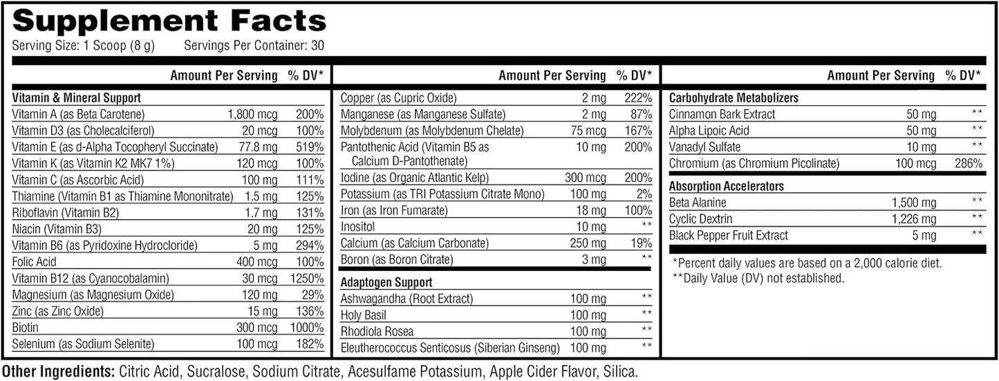 Metabolic Nutrition Vitagen - Vitamin Adaptogen Complex (Apple Cider, 240g) - görsel 2