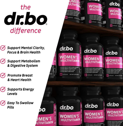 DR. BO Women's Multivitamin - Natural Daily Multivitamin with Magnesium & Zinc - Iron & Soya Free