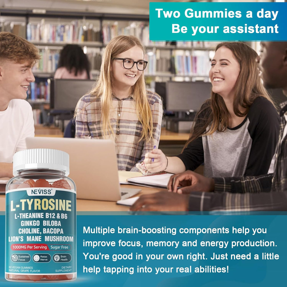 NEVISS 11-in-1 Brain Supplement Gummies for Memory and Focus, Pack of 2 - görsel 7
