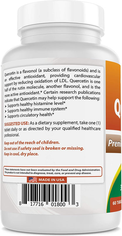 Best Naturals Quercetin 1,000 mg Tablets – 60 Count