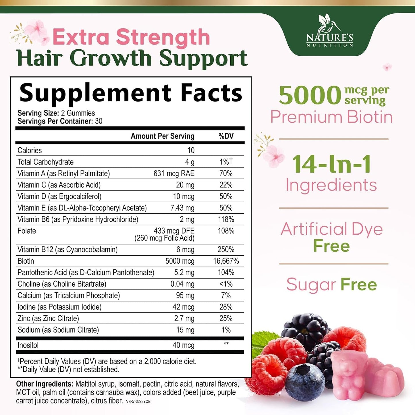 Biotin 5000 mcg Gummies for Hair, Skin & Nails – Extra Strength - görsel 2