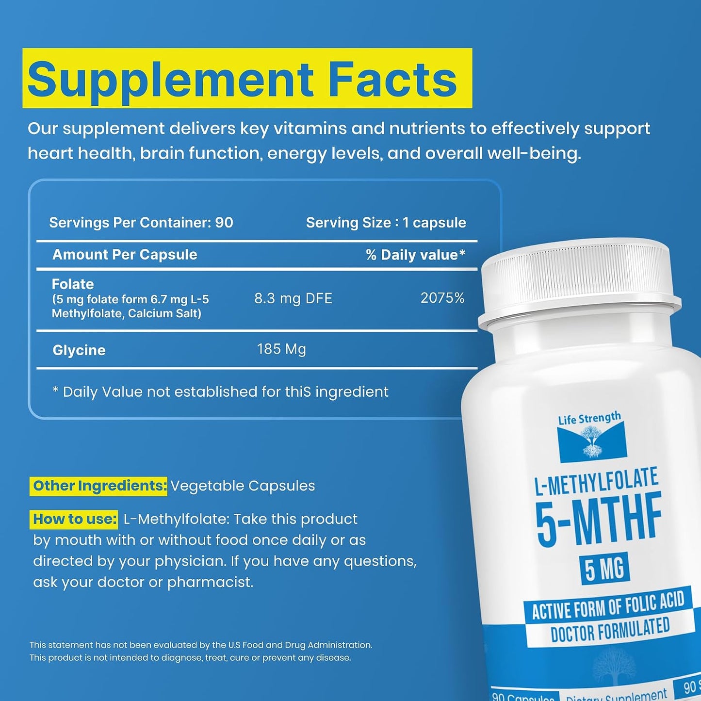 LifeStrength L-Methylfolate 5mg - 90 Capsules (3 Month Supply) - görsel 2