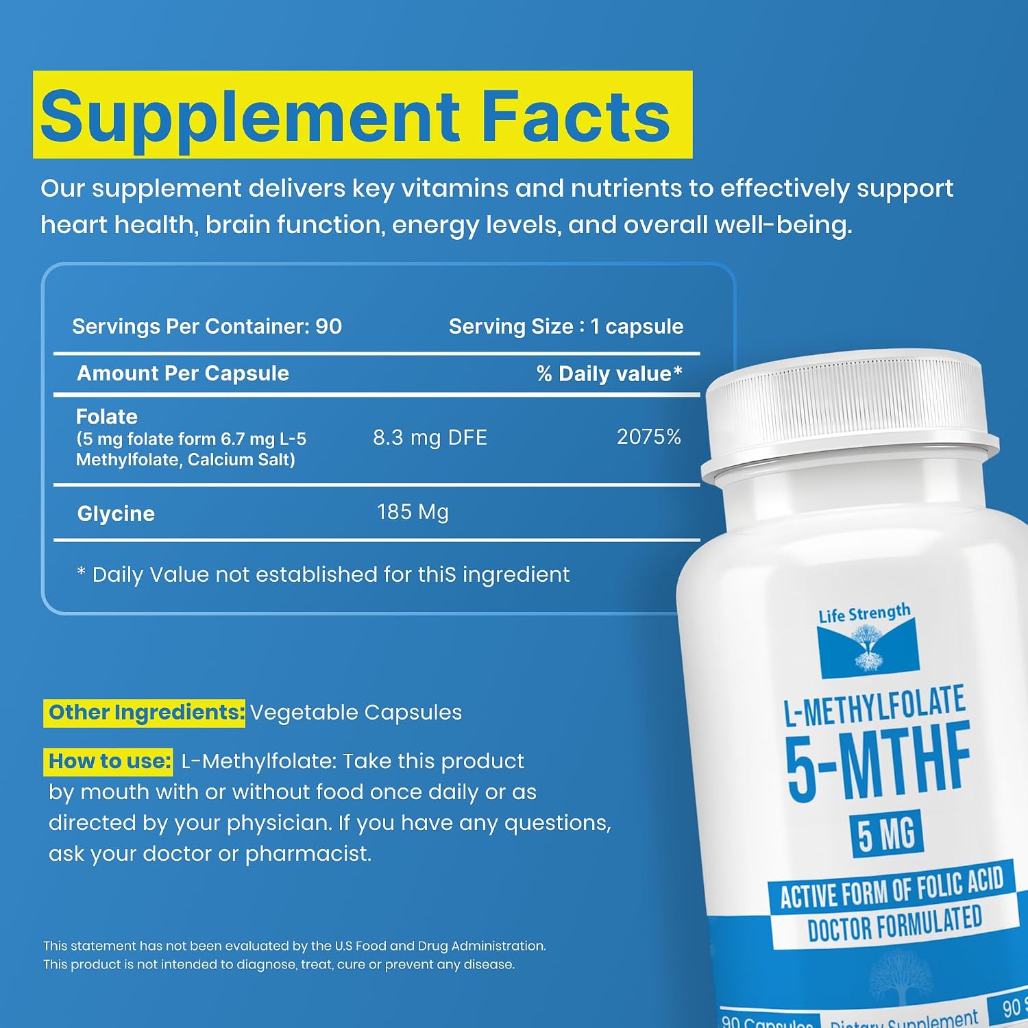 LifeStrength L-Methylfolate 5mg - 90 Capsules (3 Month Supply) - görsel 2
