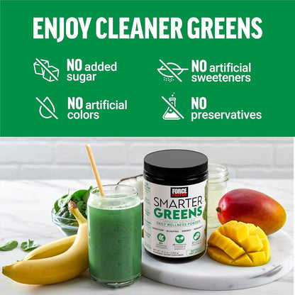 Force Factor Smarter Greens Daily Wellness Powder 2-Pack, Unflavoured, 60 Servings