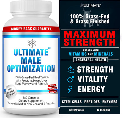Ultimate Male Optimisation - 100% Grass Fed Beef Organ Supplement, 180 Capsules