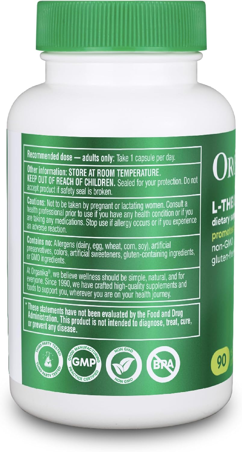 Organika L-Theanine Supplement - 225mg, 90 Capsules - görsel 2
