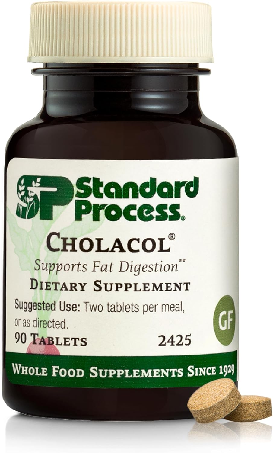 Standard Process Cholacol - Gallbladder Support Food Supplement - Fat Digestion & Bile Support - Gluten-Free, Non-Dairy, Non-Soy - 90 Tablets - görsel 1