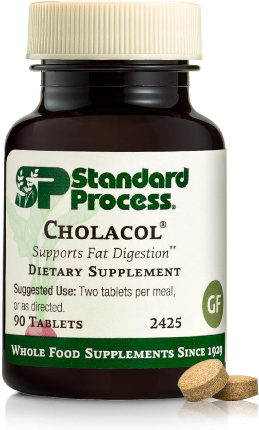 Standard Process Cholacol - Gallbladder Support Food Supplement - Fat Digestion & Bile Support - Gluten-Free, Non-Dairy, Non-Soy - 90 Tablets