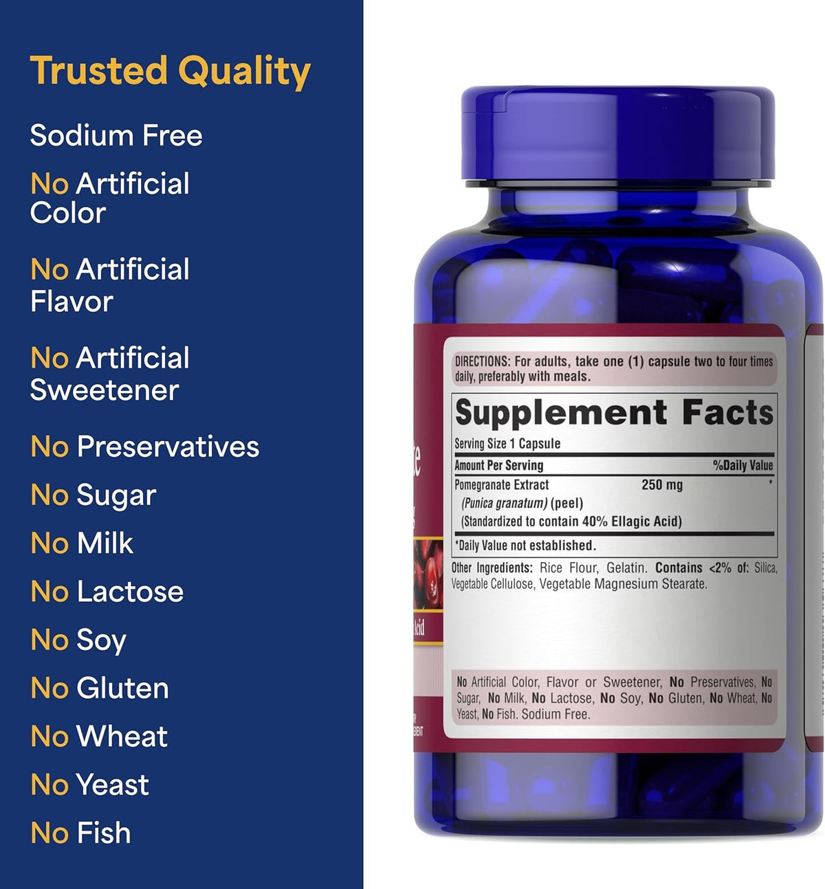 Puritan's Pride Premium Pomegranate Extract 250mg, 120 Rapid-Release Capsules - görsel 6