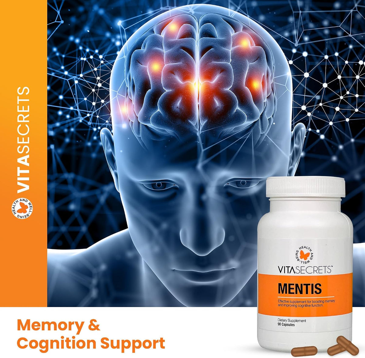 Vitasecrets Mentis Memory & Cognition Support Supplement - 90 Capsules - görsel 3