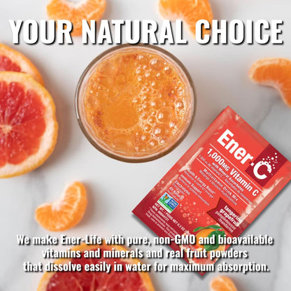 Ener-C Tangerine & Grapefruit Multivitamin Drink Mix - 1000mg Vitamin C, Non-GMO, Vegan, Gluten-free, Electrolytes, 2-Pack (60 Sachets)